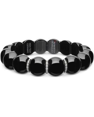 ’ROBERTO DEMEGLIO Dama Ceramic Diamond Bar Bead Bracelet, 0.15 Tcw - Black