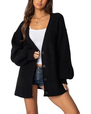 Edikted Mathilde Oversized V Neck Cardigan - Black