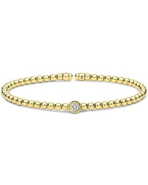 Lagos 18K Caviar Diamond Bezel Bead Flex Bangle Bracelet - Metallic