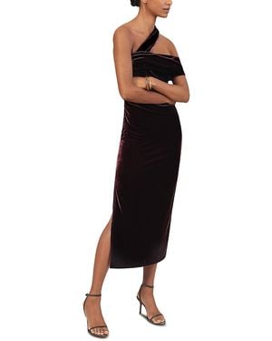 Reiss Petite Dalia One Shoulder Velvet Midi Dress - Black