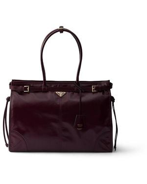 Prada Bonnie Extra Large Convertible Leather Shoulder Handbag - Red