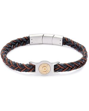 Link Up Two Tone Braided Rope & Leather Bracelet - Black