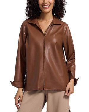 Foxcroft Agnes Faux Leather Shirt - Brown