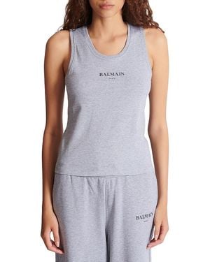 Balmain Tank Top With Print - Purple