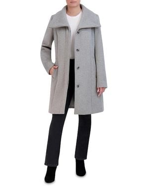 Cole Haan Convertible Collar Button Up Coat - Grey