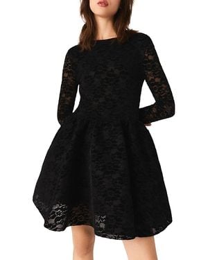 Maje Royaldentel Velvet Dress - Black