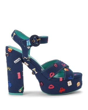 Kurt Geiger Embroidered Platform Sandals - Blue