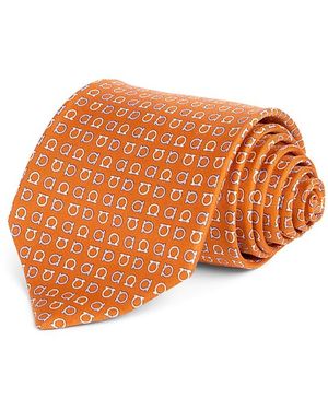 Ferragamo Silk Classic Gancini Tie - Orange