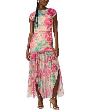 Steve Madden Agnes Floral Print Georgette Maxi Dress - Red