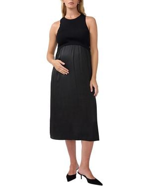 Ingrid & Isabel Sleeveless Mix Media Maternity Midi Dress - Black