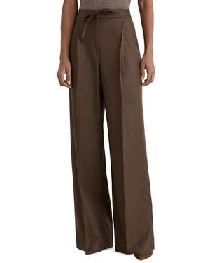 Reiss Derby Wide Leg Wool Blend Pants - Brown