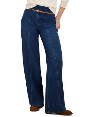 NIC+ZOE Weekend High Rise Wide Leg Belted Jeans - Blue