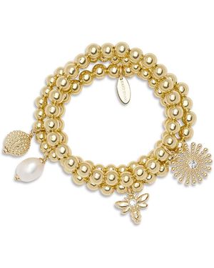 Ramy Brook Lina Crystal & Cultured Freshwater Pearl Charm Stretch Bracelets, Set Of 3 - Metallic