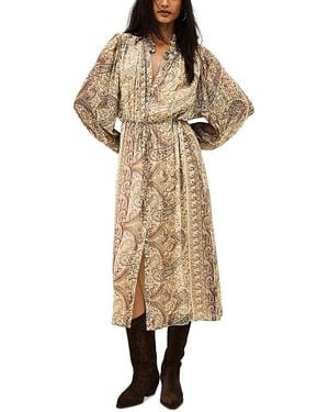 Ba&sh Ciahara Printed Midi Dress - Natural