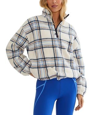 Beach Riot Leona Sherpa Quarter Zip Top - Blue