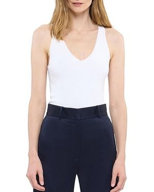 Another Tomorrow Deep V Tank Knit - Blue