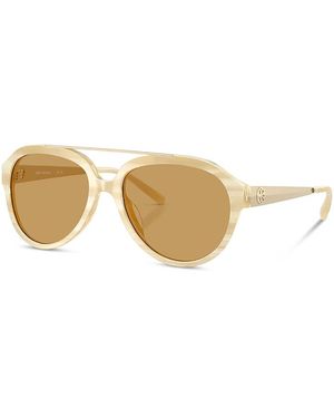 Tory Burch Aviator Sunglasses, 56Mm - Natural