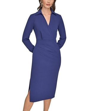Donna Karan Side Gathered Midi Dress - Blue