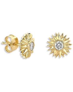Sydney Evan 14K The Solara Diamond Sunburst Stud Earrings - Metallic