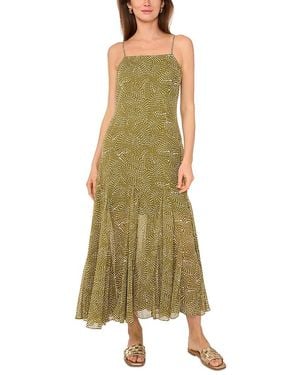 1.STATE Printed Square Neck Sleeveless Maxi Dress - Green