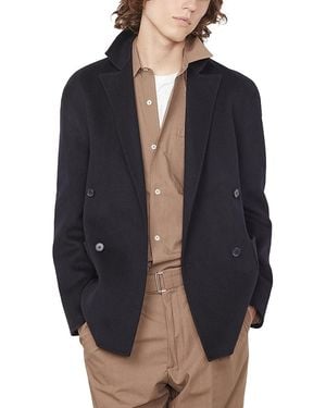 Officine Generale Maxwell Double Breasted Wool Coat - Black