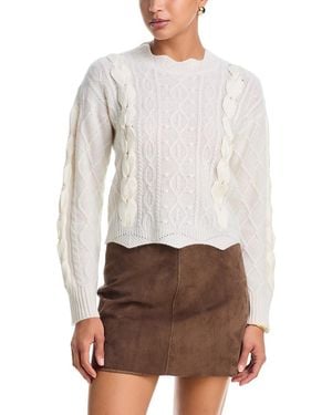 Aqua Cashmere Ribbon Crewneck Sweater - White