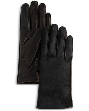 Bloomingdale's Cashmere Lined Calf Hair Gloves - Black