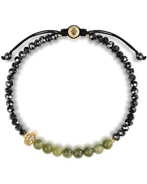Karma and Luck Enlightened Approach Jade Buddha Hematite Luck Bracelet - Metallic