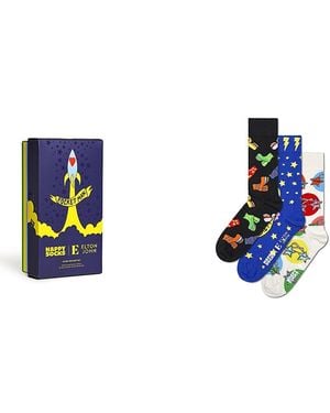 Happy Socks Elton John Crew Socks Gift Box, Pack Of 3 - Blue