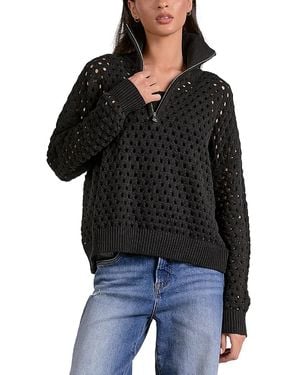 Elan Open Knit Half Zip Sweater - Black