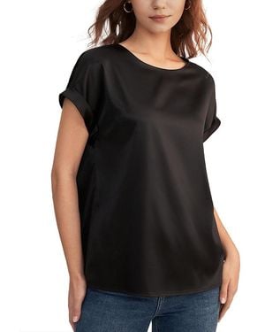 LILYSILK Short Sleeves Round Neck Silk Tee - Black