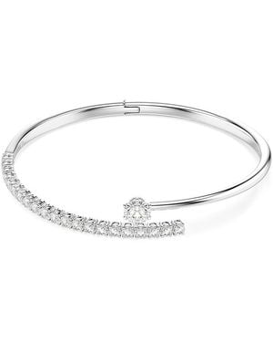 Swarovski Matrix Stone Bypass Bangle Bracelet - White