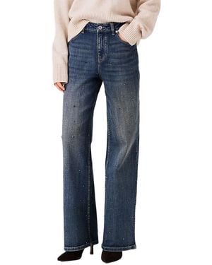 Maje Rhinestone High Rise Wide Leg Jeans - Blue