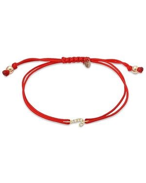 Zoe Lev 14K Fortune Diamond Initial Cord Bolo Bracelet - Red