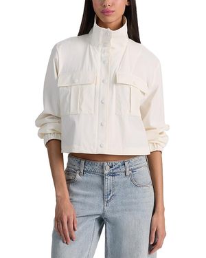 Alice + Olivia James Cropped Funnel Neck Jacket - White