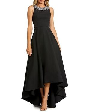Mac Duggal Crepe Embellished Neck High Low Gown - Black