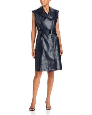 Kobi Halperin Alexis Belted Faux Leather Dress - Blue