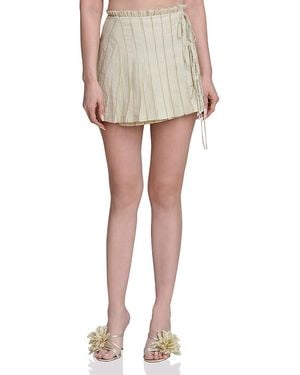 Avec Les Filles Gingham Pleated Wrap Skort - Natural
