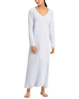 Hanro Pure Essence Long Sleeve Gown - Blue
