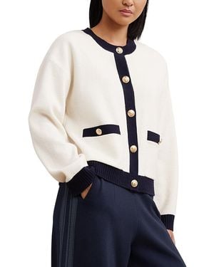 Reiss Samson Knitted Wide Leg Side Stripe Pants - Blue