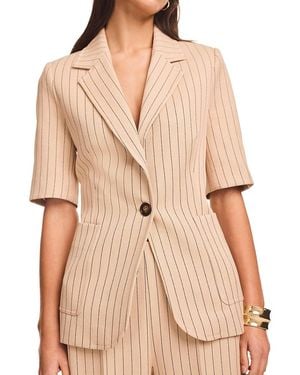 Mint Velvet Pin Stripe Short Sleeve Blazer - Natural