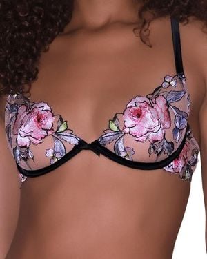 Fleur du Mal Fidelia Embroidered Demi Bra - Purple