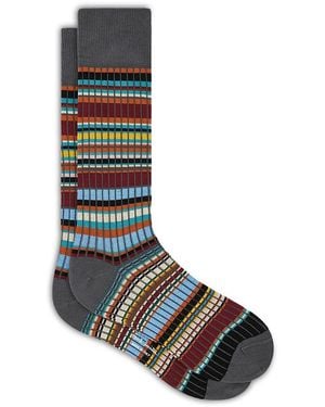 Paul Smith Signature Ribbed Grid Stripe Socks - Blue