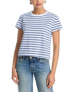 PERFECTWHITETEE Stripe Boxy Crewneck Tee - Blue