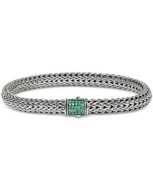 John Hardy Sterling Icon Amethyst Woven Link Bracelet - Green