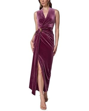 Donna Karan Sleeveless Velvet Faux Wrap Maxi Dress - Purple