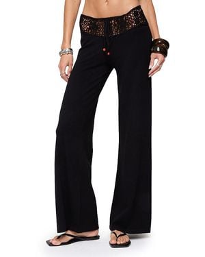 Edikted Kirsty Crochet Waist Knit Pants - Blue