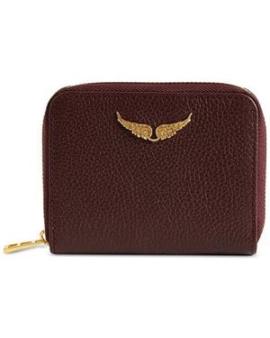 Zadig & Voltaire Mini Grained Leather Zip Wallet - Purple