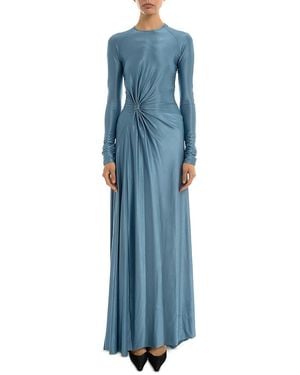Victoria Beckham Long Sleeve Twist Detail Gown - Blue