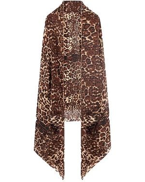 Sofiacashmere Ultrafine Leopard Print Cashmere Wrap - Brown
